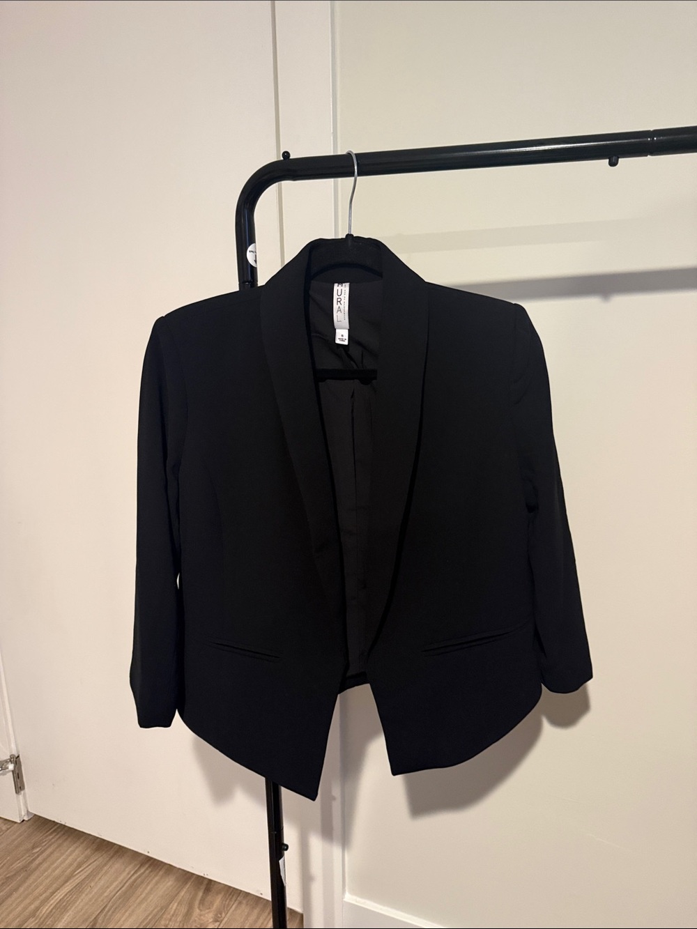 Mural Black Open-Front Blazer